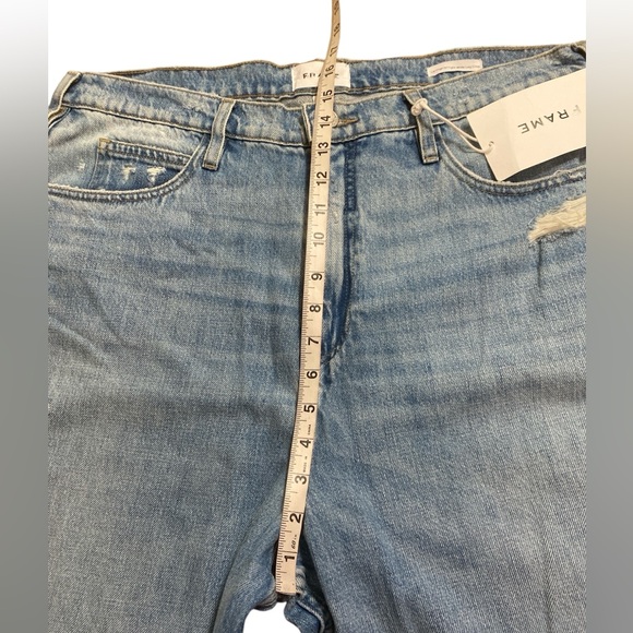 frame le high 'n' tight wide-leg crop jeans downpour rips - Picture 8 of 11